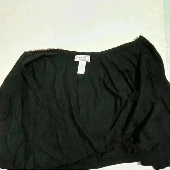 Vintage Victor Costa Womens Floral Beaded Sequin Rayon Cardigan Sweater XS - Picture 7 of 10